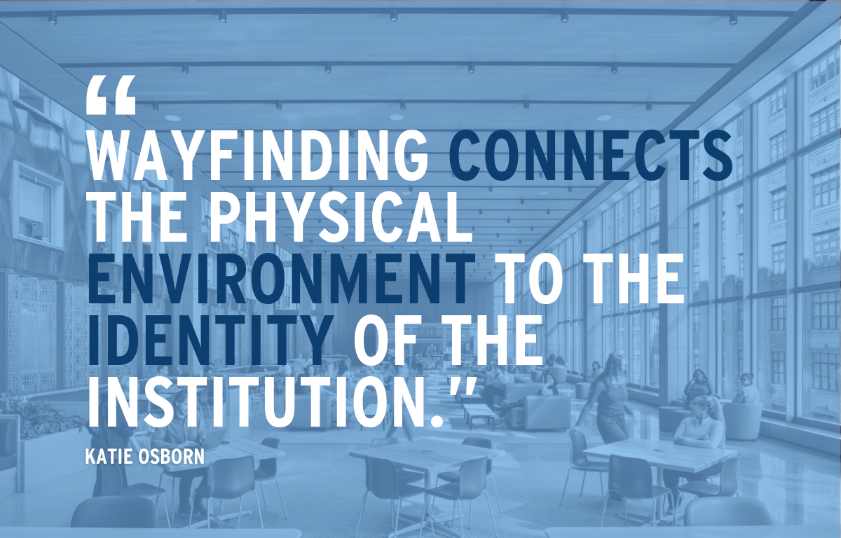 EdUpPodcastwithKatieOsborn Wayfinding connects the physical environment to the identity of the institution.” Katie Osborn